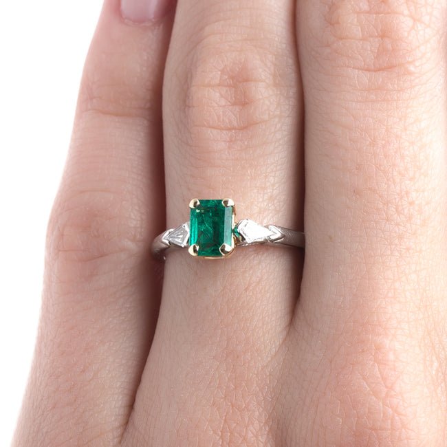 Classic Rectangular Emerald Engagement Ring with Diamond Accents | Delmont from Trumpet & Horn