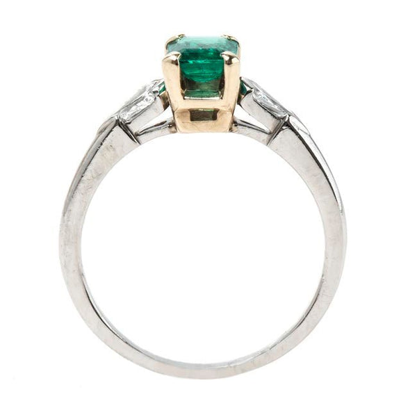 Classic Rectangular Emerald Engagement Ring with Diamond Accents | Delmont from Trumpet & Horn