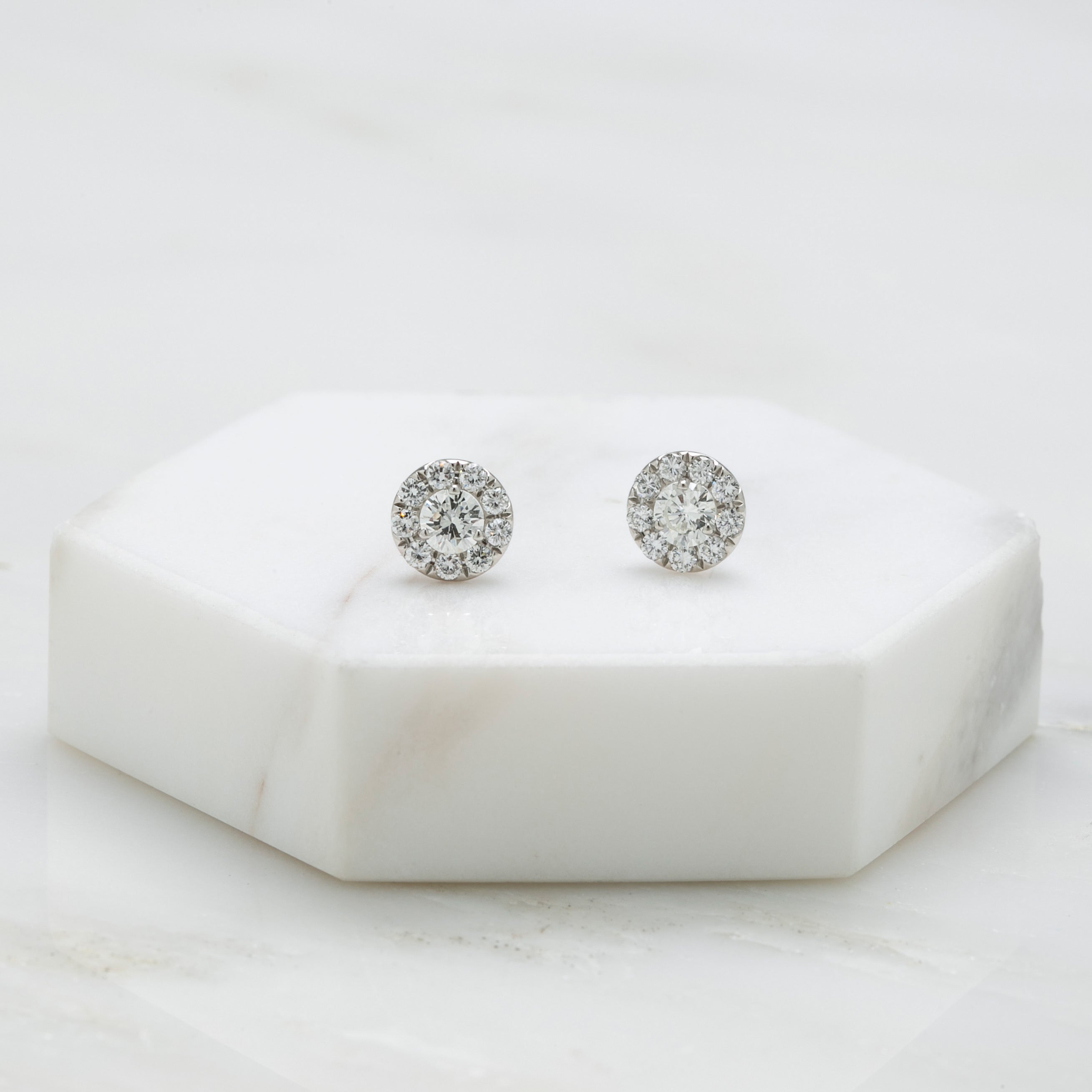 Platinum Diamond Cluster Stud Earrings