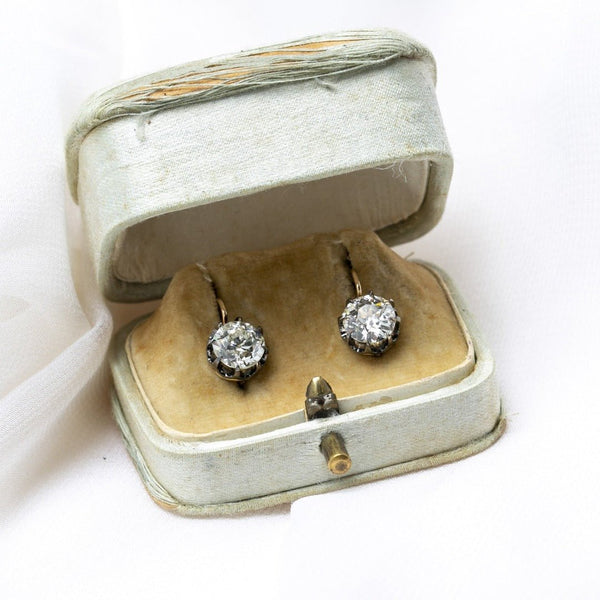 Victorian-Inspired Diamond Drop Earrings with Old European Cut Diamonds