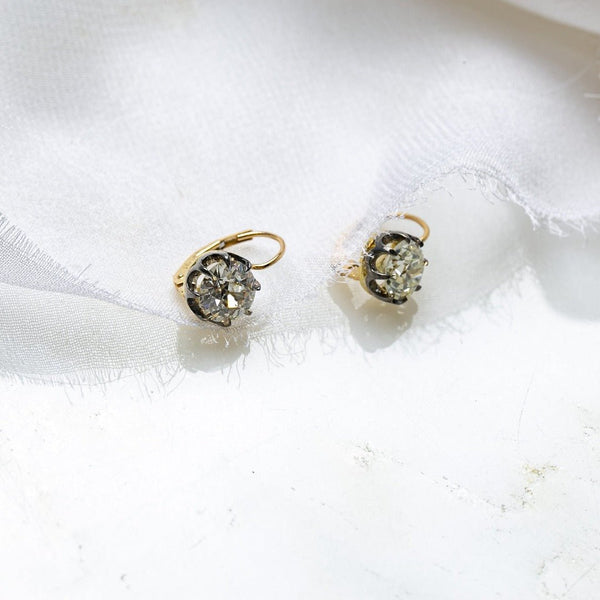 Victorian-Inspired Diamond Drop Earrings with Old European Cut Diamonds