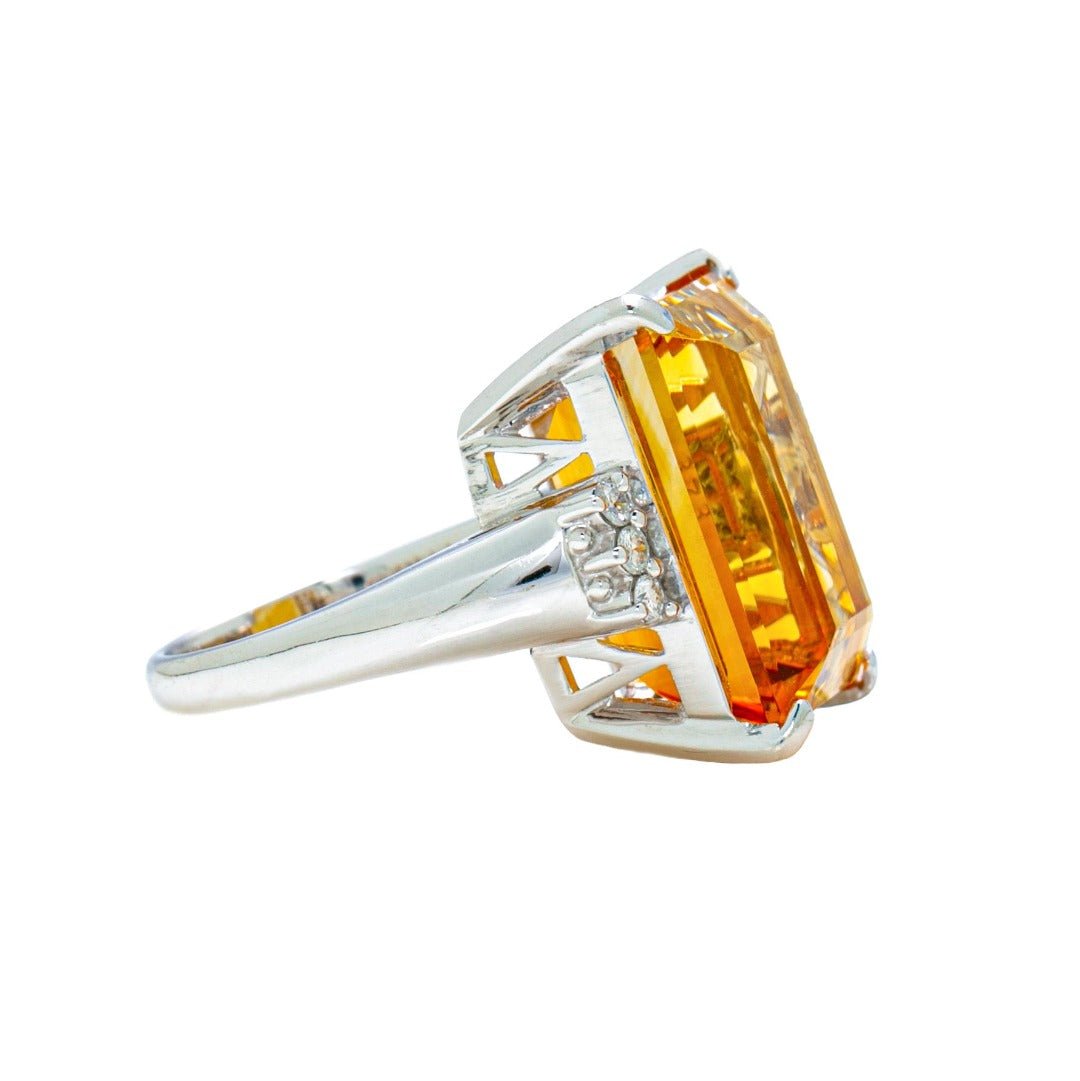 Emerald Cut 18ct Modern Citrine and Diamond Cocktail Ring | Durango