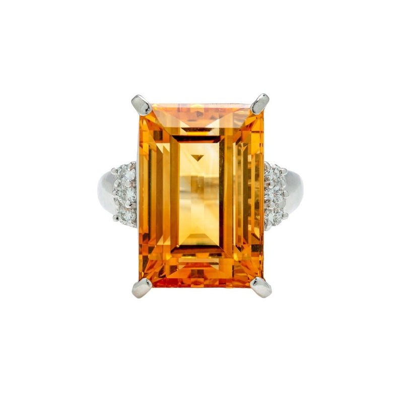 Emerald Cut 18ct Modern Citrine and Diamond Cocktail Ring | Durango