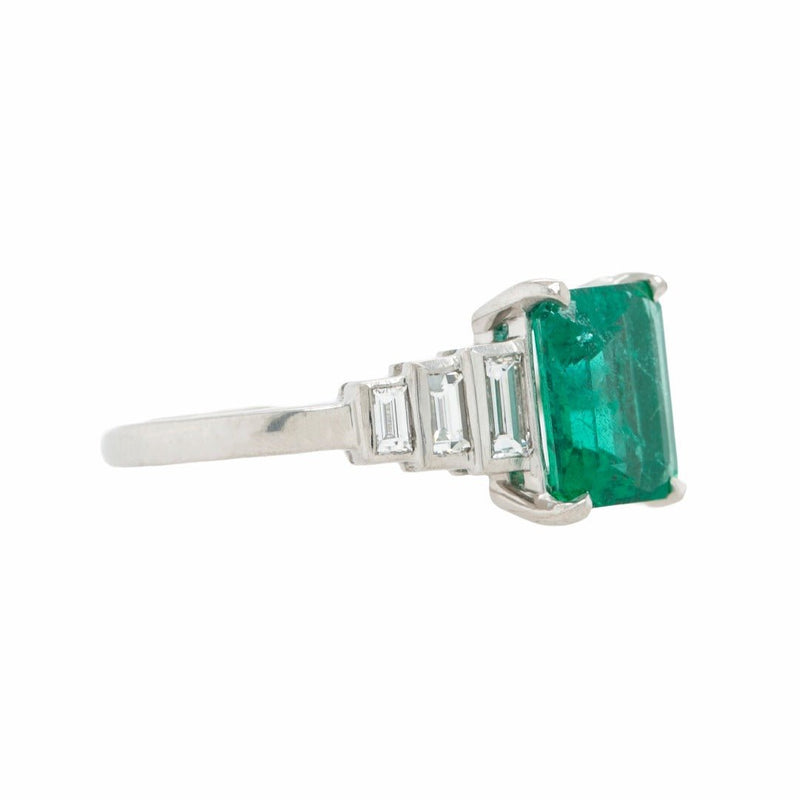 Art Deco Inspired Emerald & Diamond Ring | Emerald Novato