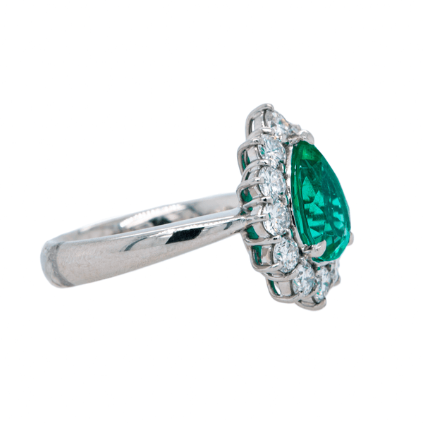 Vibrant Emerald & Diamond Platinum Engagement Ring | Greenbrier Falls at Trumpet & Horn