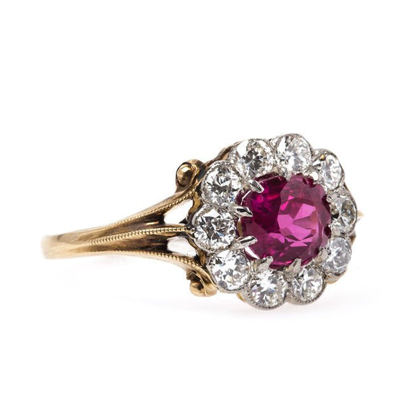 Spectacular Authentic Edwardian Era Engagement Ring with Natural Ruby Center | Lanseboro from Trumpet & Horn