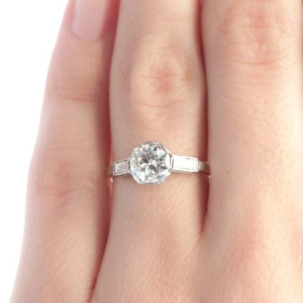 Elm Court vintage diamond three stone engagement ring from Trumpet & Horn