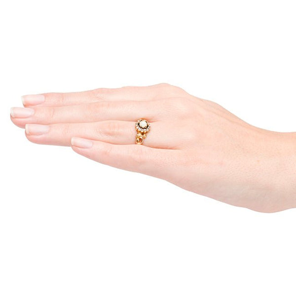Elsberry vintage art nouveau pearl gold cocktail ring from Trumpet & Horn