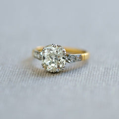 Elongated Old Mine Cushion Diamond Engagement Ring | Empire State - Vintage Engagement Ring