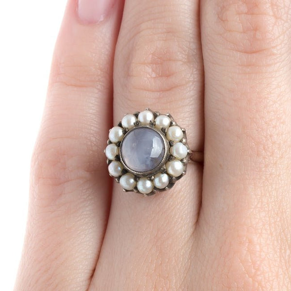 Charming Early Victorian Era Star Sapphire and Pearl Ring | Farnham from Trumpet & Horn