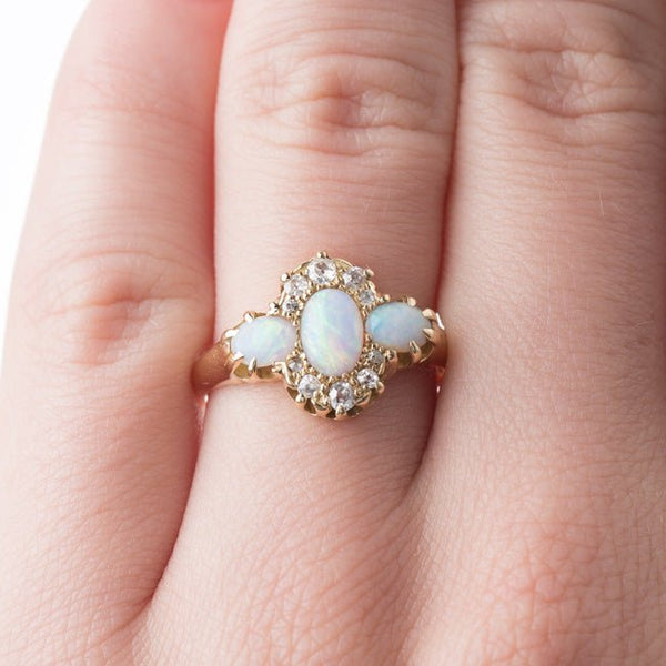 Art Nouveau Opal and Diamond Ring | Featherstone from Trumpet & Horn