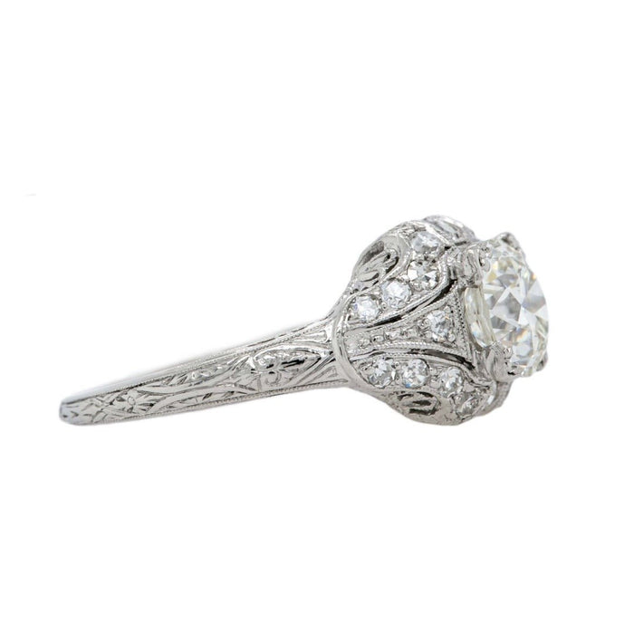 Elegant Early Art Deco Bombe-Style Platinum & Diamond Ring | Finsbury