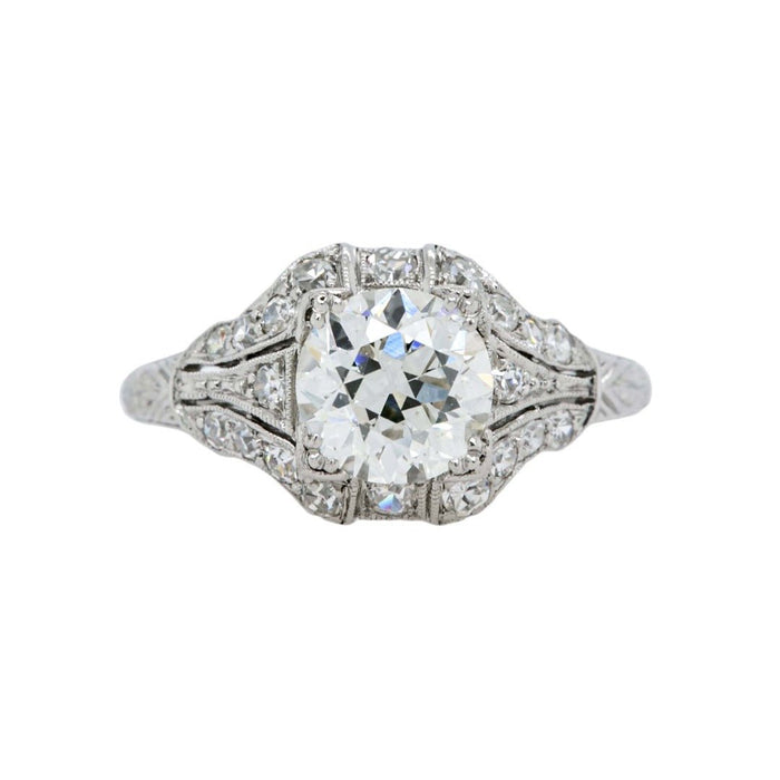 Elegant Early Art Deco Bombe-Style Platinum & Diamond Ring | Finsbury