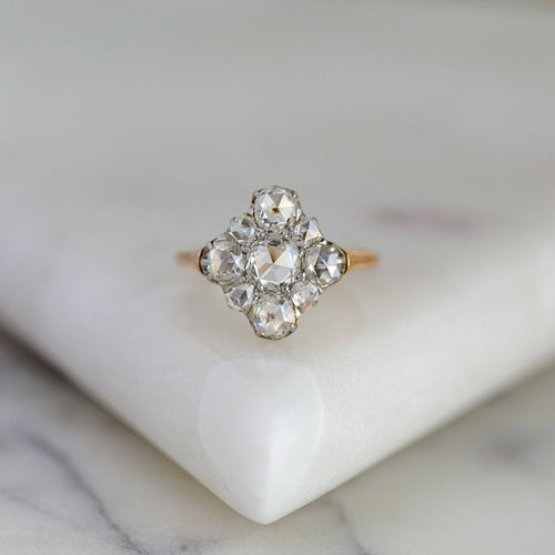 Antique 2.00ct Rose Cut Diamond Cluster Engagement Ring | Fitzrovia