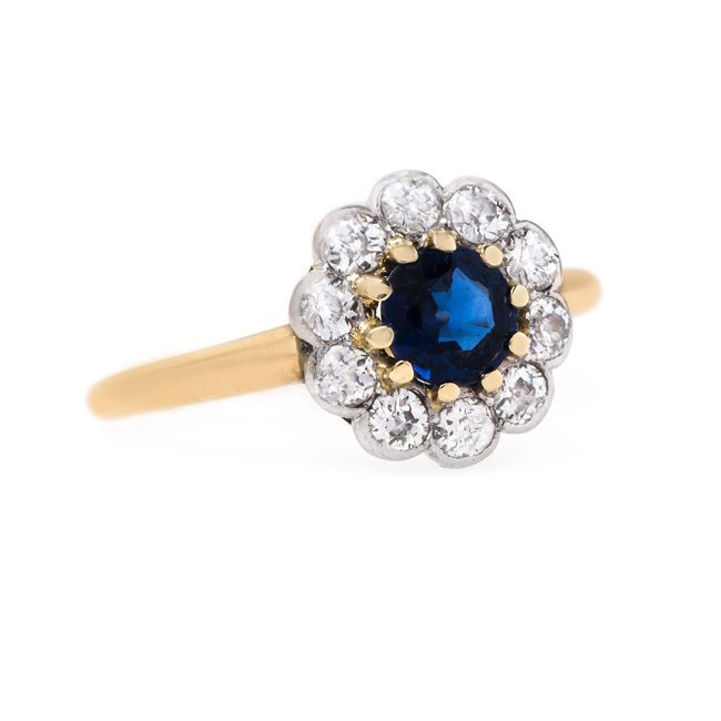 Rich Blue Sapphire with Diamond Halo | Fordham from Trumpet & Horn