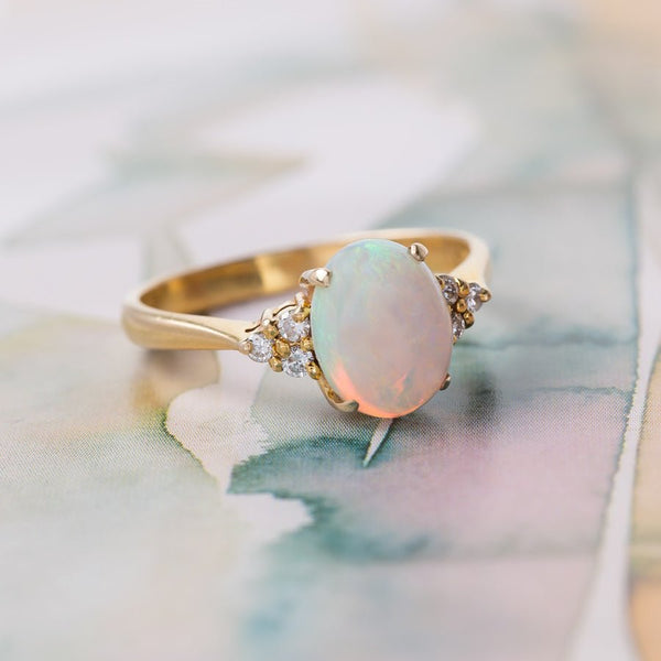 Dreamy Cabochon Opal and Diamond Ring | Foxcroft from Trumpet & Horn