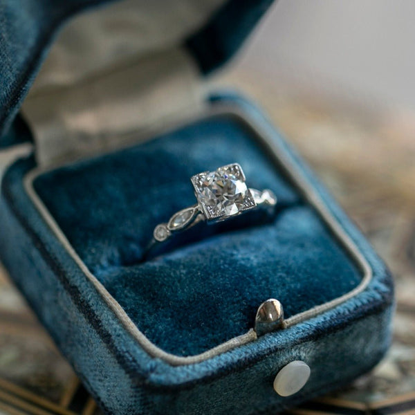 Art Deco Bright White Old European Cut Diamond Engagement Ring | Foxham