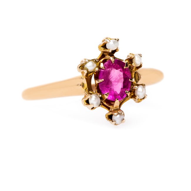 Lovely Feminine Pink Sapphire and Pearl Ring | Gardena from Trumpet & Horn