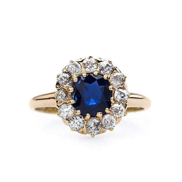 Beautifully Saturated Cushion Cut Sapphire Ring | Garvanza from Trumpet & Horn