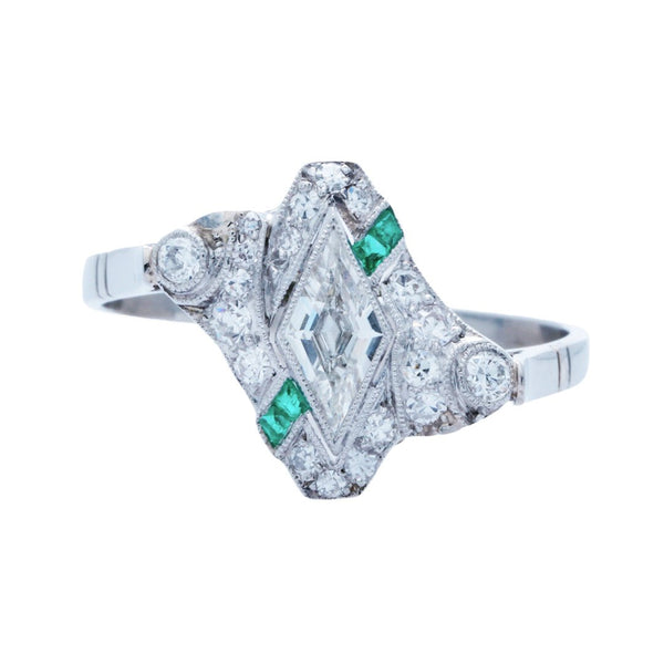 A Beautiful Art Deco Inspired Platinum, Emerald and Diamond Ring | Glen Hook