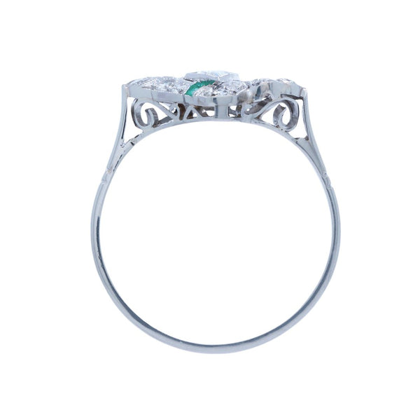 A Beautiful Art Deco Inspired Platinum, Emerald and Diamond Ring | Glen Hook
