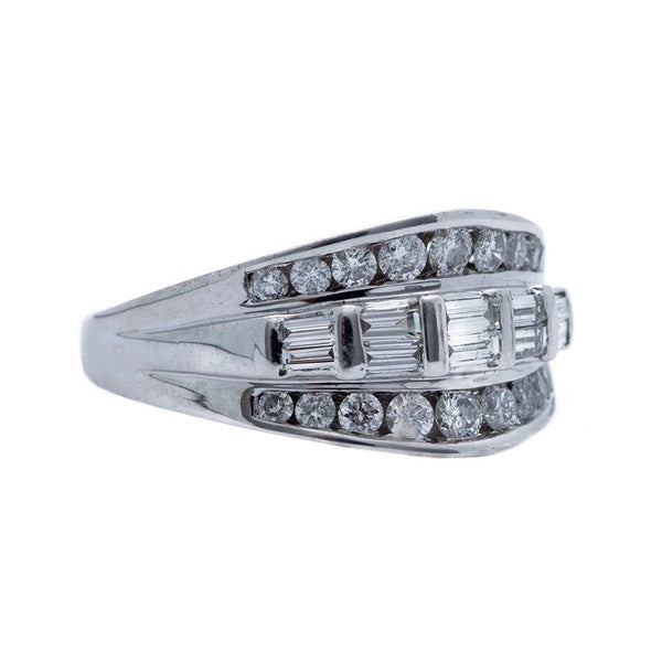 A Fabulous Vintage 14k White Gold and Diamond Wide Band | Glencove