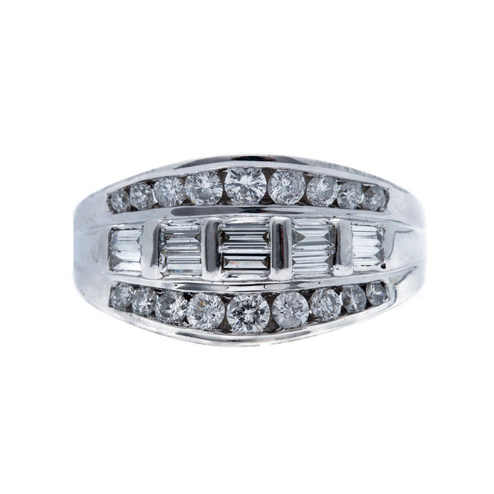 A Fabulous Vintage 14k White Gold and Diamond Wide Band | Glencove