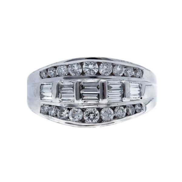 A Fabulous Vintage 14k White Gold and Diamond Wide Band | Glencove