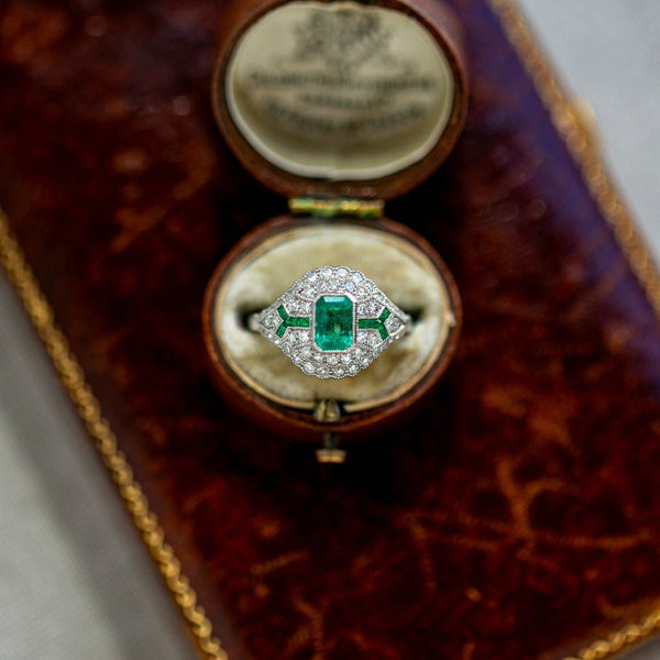 0.83ct Art Deco Inspired Emerald & Diamond Ring | Glendalough