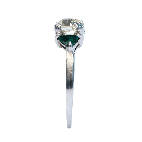 Glen Holly vintage diamond and emerald engagement ring from Trumpet & Horn