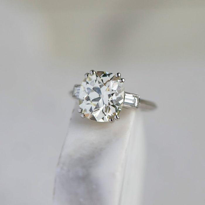 Vintage Art Deco 5ct Old Mine Cushion Diamond Engagement Ring | Glyndon