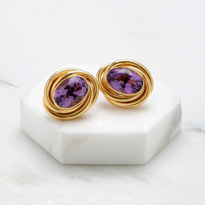 Gold Amethyst Studs