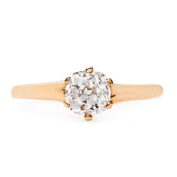 Simple Rose Gold Victorian Solitaire | Gold Beach form Trumpet & Horn