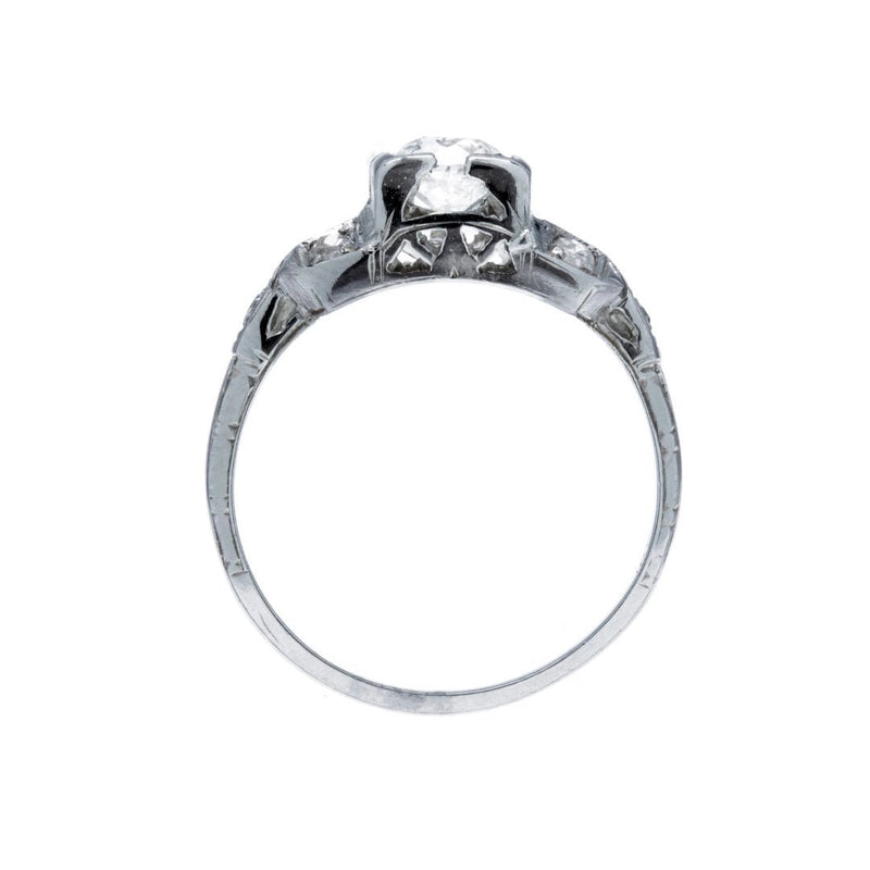 A Lovely Art Deco 18K White Gold and Diamond Engagement Ring | Grandy