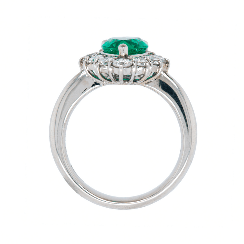 Vibrant Emerald & Diamond Platinum Engagement Ring | Greenbrier Falls at Trumpet & Horn