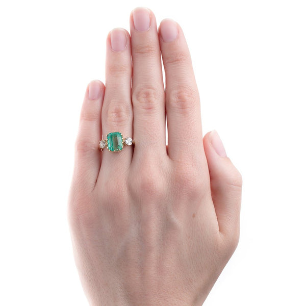 Magnificent Art Deco Lightly Saturated Emerald Ring | Greenhills from Trumpet & Horn