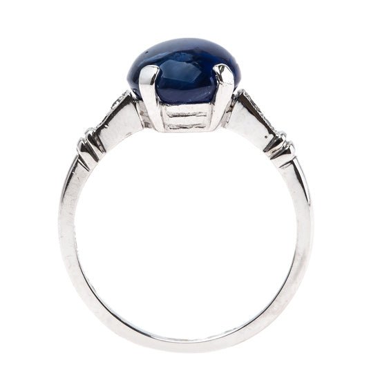 Exemplary Art Deco Natural Cabochon Sapphire Engagement Ring | Gulfhaven from Trumpet & Horn