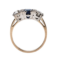 Traditional Vintage Victorian Era Three Stone Engagement Ring with Sapphire and Diamonds | Hammersmith from Trumpet & Horn