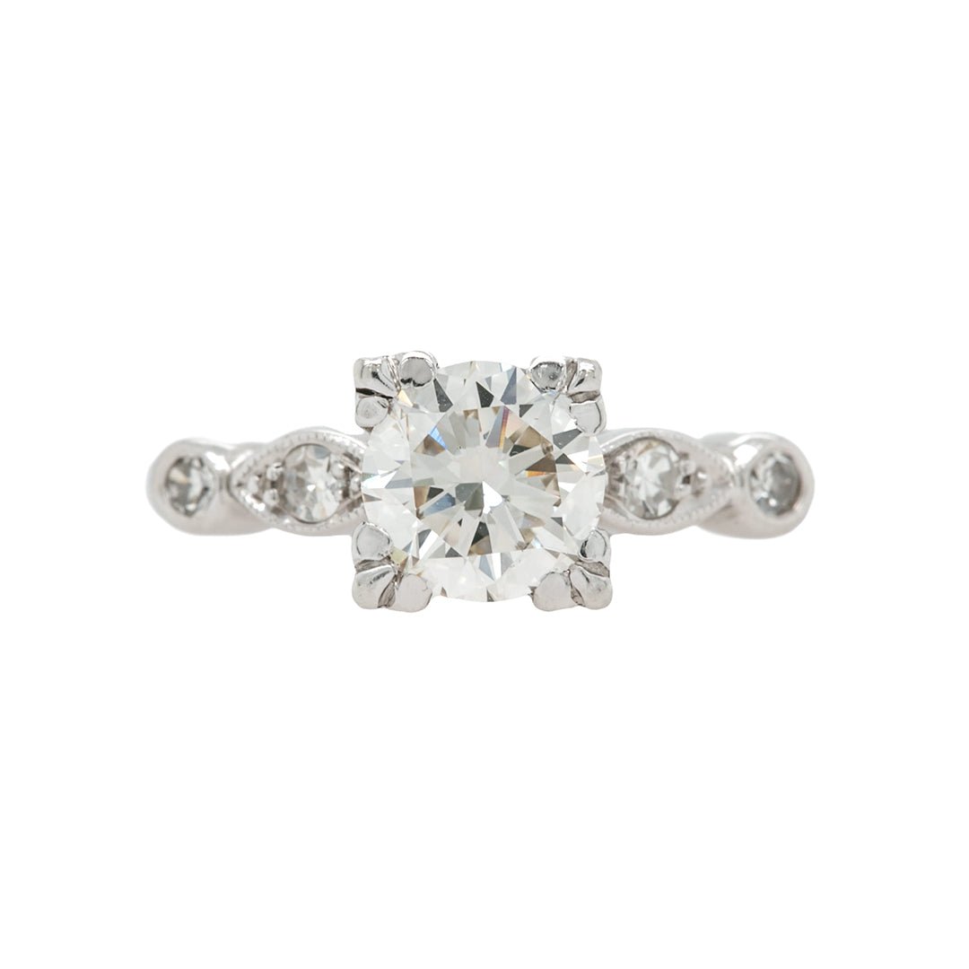 Whimsical Mid-Century Diamond Engagement Ring with Marquise and Round Shaped Bezels | Hanbury