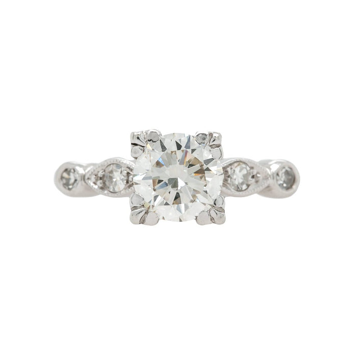 Whimsical Mid-Century Diamond Engagement Ring with Marquise and Round Shaped Bezels | Hanbury