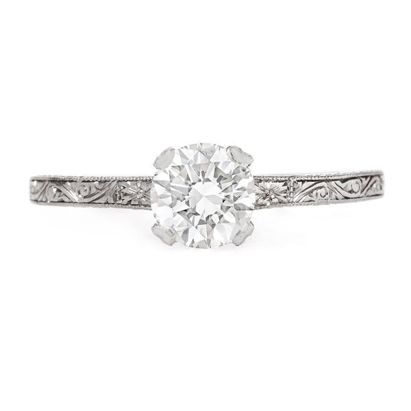 Impeccably Engraved Vintage Solitaire Engagement Ring | Harleston from Trumpet & Horn