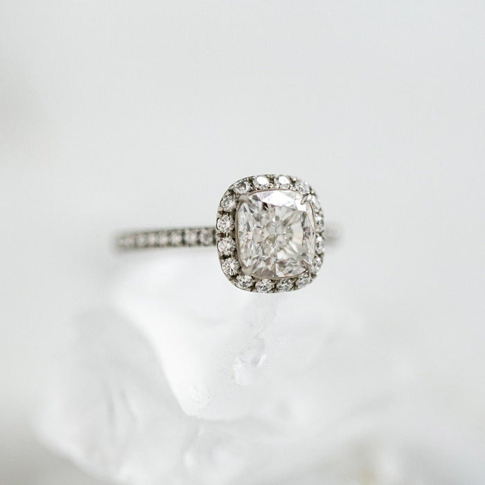 STUNNING Clean & White Harry Winston Cushion Diamond Halo | Harriston