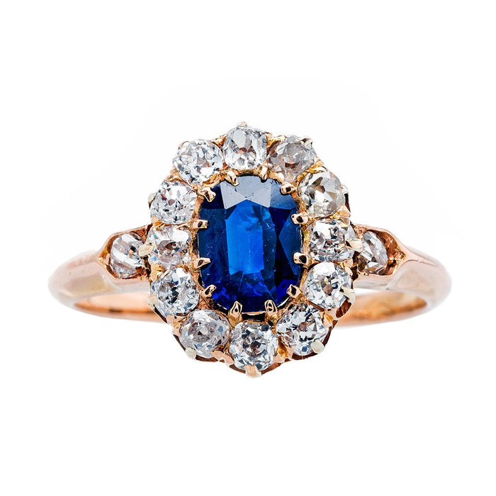 Gorgeous Sapphire & Diamond Antique Engagement Ring | Hatteras from Trumpet & Horn