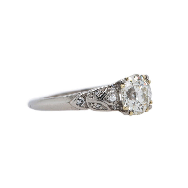Gorgeous Art Deco Diamond Ring with Leaf Motif | Hazelbury