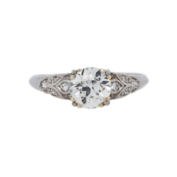 Gorgeous Art Deco Diamond Ring with Leaf Motif | Hazelbury