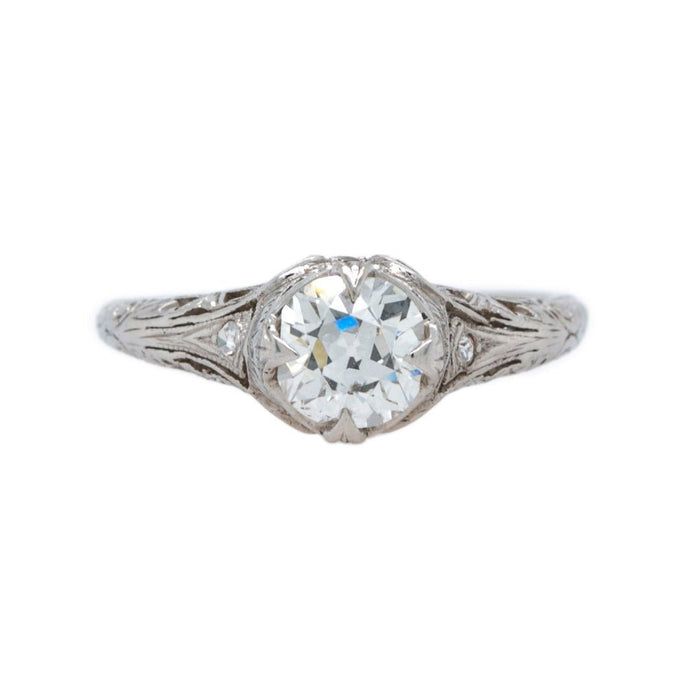 Fine Filligree Art Deco Old Mine Cut Engagement Ring | Heatherly Hill