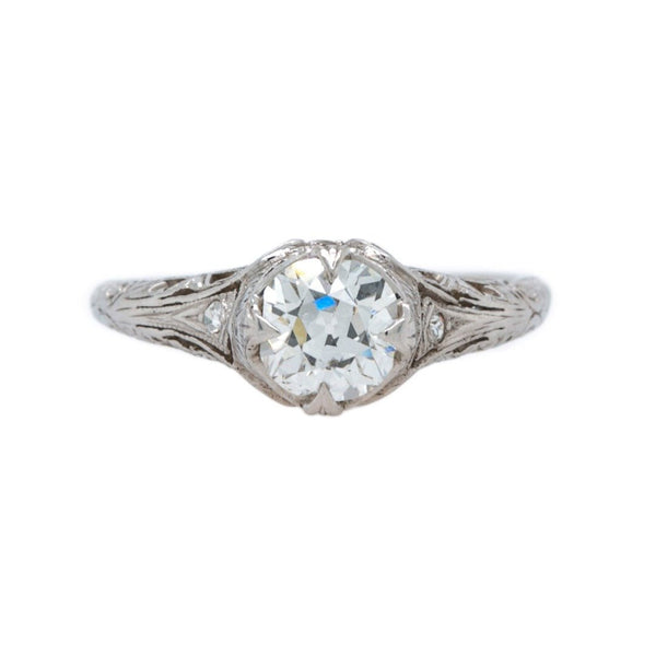 Fine Filligree Art Deco Old Mine Cut Engagement Ring | Heatherly Hill
