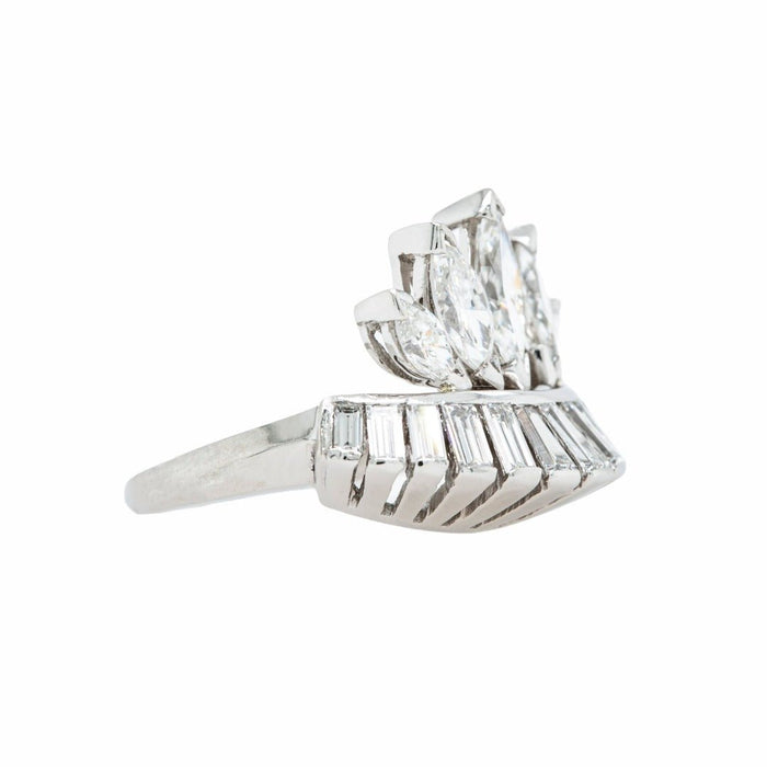 Crown-Shaped Mid Century Platinum & Diamond Cocktail Ring | Hedgebrook