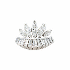Crown-Shaped Mid Century Platinum & Diamond Cocktail Ring | Hedgebrook
