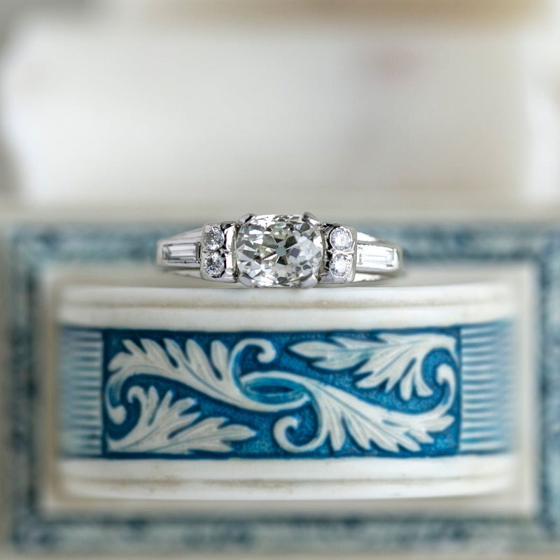 East-West 1.25ct Old Mine Cut Diamond Art Deco Engagement Ring | Highgrove